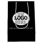 Uw aangepaste logo en tekst op zwart medium cadeauzakje (Achterkant)