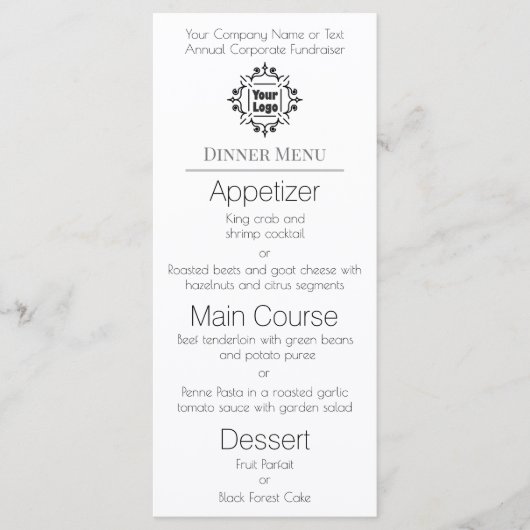 Uw aangepaste Logo op het moderne witte menu (Voorkant)