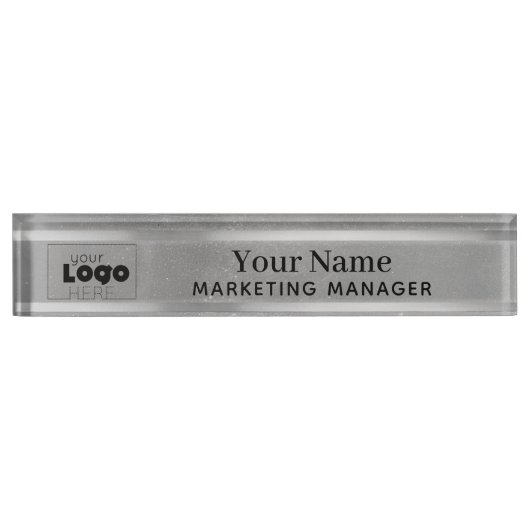 Uw aangepaste Logo Silver Steel Desktop Name Bord Naambordje (Voorkant)