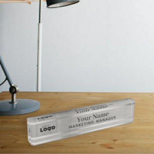 Uw aangepaste Logo Silver Steel Desktop Name Bord Naambordje