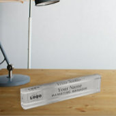 Uw aangepaste Logo Silver Steel Desktop Name Bord Naambordje