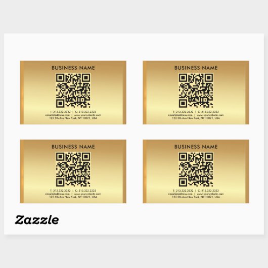Uw aangepaste Logo-tekst Gold QR-code Sjabloon Rechthoekige Sticker (Vel)