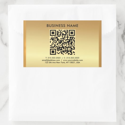 Uw aangepaste Logo-tekst Gold QR-code Sjabloon Rechthoekige Sticker (Tas)