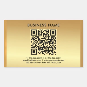 Uw aangepaste Logo-tekst Gold QR-code Sjabloon Rechthoekige Sticker