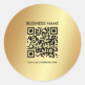 Uw aangepaste Logo-tekst Gold QR-code Sjabloon Ronde Sticker (Voorkant)