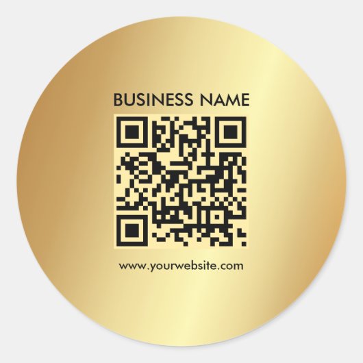 Uw aangepaste Logo-tekst Gold QR-code Sjabloon Ronde Sticker (Voorkant)