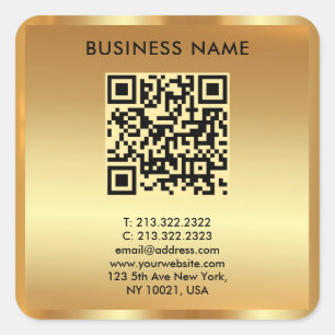 Uw aangepaste Logo-tekst Gold QR-code Sjabloon Vierkante Sticker