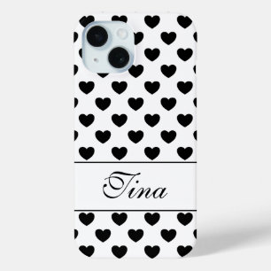 Uw aangepaste naam, mooie harten polka stippen pat iPhone 15 case