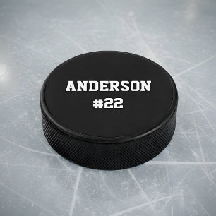 Uw aangepaste naamnummer - Kies achtergrondkleur Hockey Puck