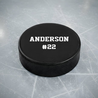 Uw aangepaste naamnummer - Kies achtergrondkleur Hockey Puck