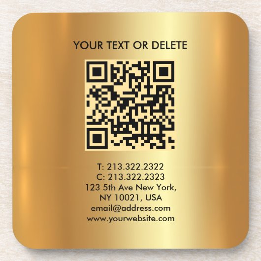 Uw aangepaste Sjabloon Elegant Modern QR Code Gold Bier Onderzetter (Voorkant)