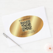Uw aangepaste Sjabloon tekst Logo QR Code Gold Ovale Sticker (Envelop)