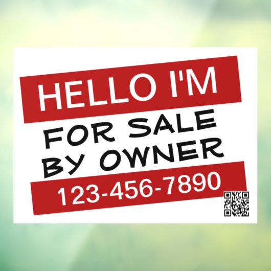 Uw aangepaste te koop-advertentie-QR-code Raamsticker (Vel 3)