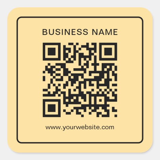 Uw Aangepaste Tekst Bedrijfs QR-code Goud Sjabloon Vierkante Sticker (Voorkant)
