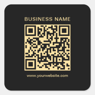 Uw aangepaste tekst Business QR-code zwart en goud Vierkante Sticker