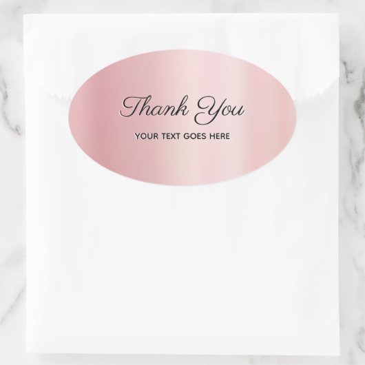 Uw aangepaste tekst Dank u Elegante Glam Roze Goud Ovale Sticker (Tas)