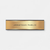 Uw aangepaste tekst Elegant Modern Zwart & Goud Deurbordje (Voorkant)