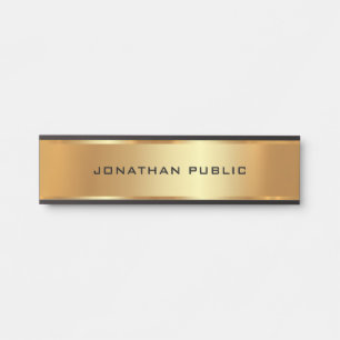 Uw aangepaste tekst Elegant Modern Zwart & Goud Deurbordje