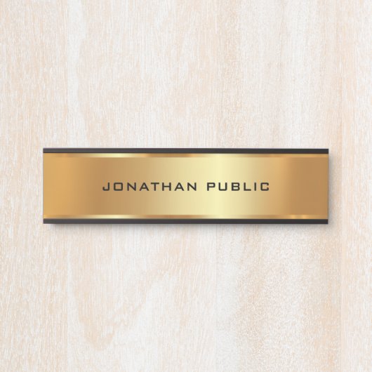 Uw aangepaste tekst Elegant Modern Zwart & Goud Deurbordje (Voorkant)