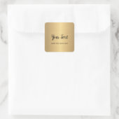 Uw aangepaste tekst Elegant script metalen uitstra Vierkante Sticker (Tas)