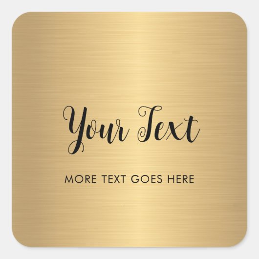 Uw aangepaste tekst Elegant script metalen uitstra Vierkante Sticker (Voorkant)