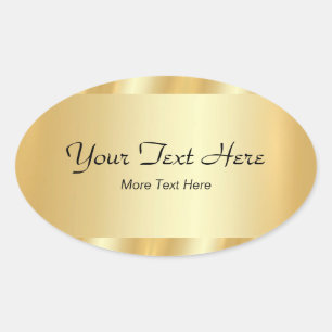 Uw aangepaste tekst Elegant script sjabloon Goud Ovale Sticker