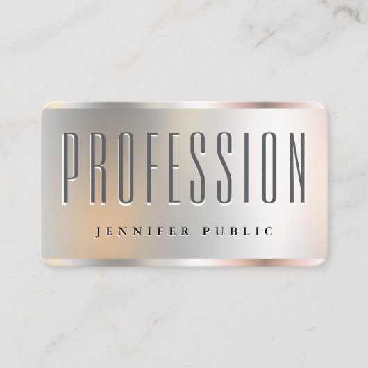 Uw aangepaste tekst Elegant Silver Look Sjabloon Visitekaartje (Voorkant)