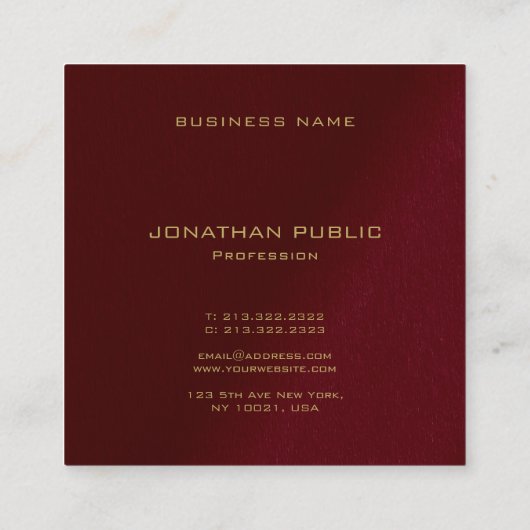 Uw aangepaste tekst Elegant Sjabloon Gold Monogram Vierkante Visitekaartje (Achterkant)