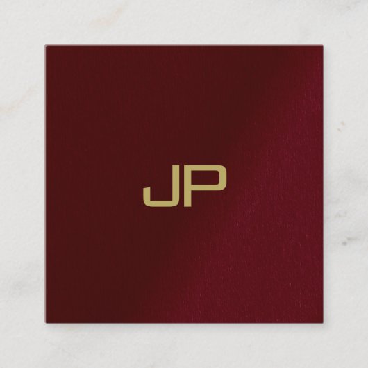 Uw aangepaste tekst Elegant Sjabloon Gold Monogram Vierkante Visitekaartje (Voorkant)