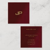 Uw aangepaste tekst Elegant Sjabloon Gold Monogram Vierkante Visitekaartje (Voorkant / Achterkant)