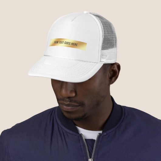 Uw aangepaste tekst Elegant Sjabloon Goud en Wit Trucker Pet (In situ)