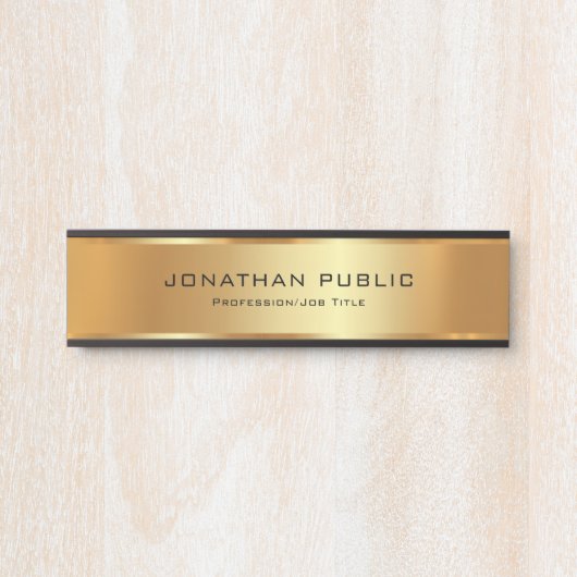 Uw aangepaste tekst Elegante Glamour Zwart & Goud Deurbordje (Voorkant)