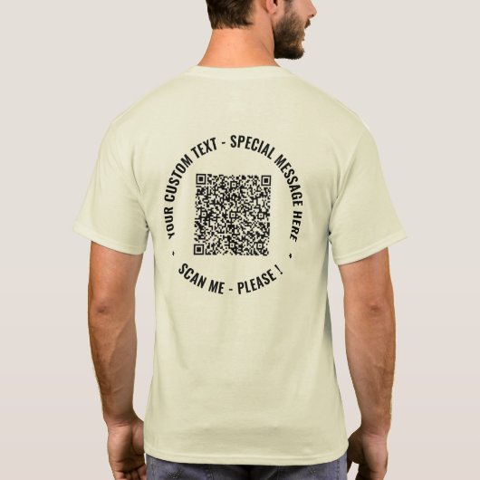 Uw aangepaste tekst en kleuren voor QR-codeconflic T-shirt (Achterkant)