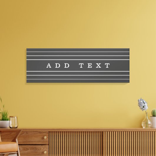 Uw aangepaste tekst en moderne strepen | Donkergri Canvas Afdruk (Insitu (Woonkamer))