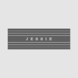 Uw aangepaste tekst en moderne strepen | Donkergri Naamplaatje