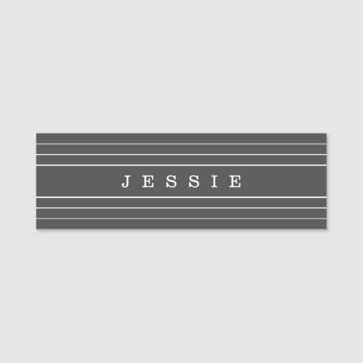 Uw aangepaste tekst en moderne strepen | Donkergri Naamplaatje (Voorkant)