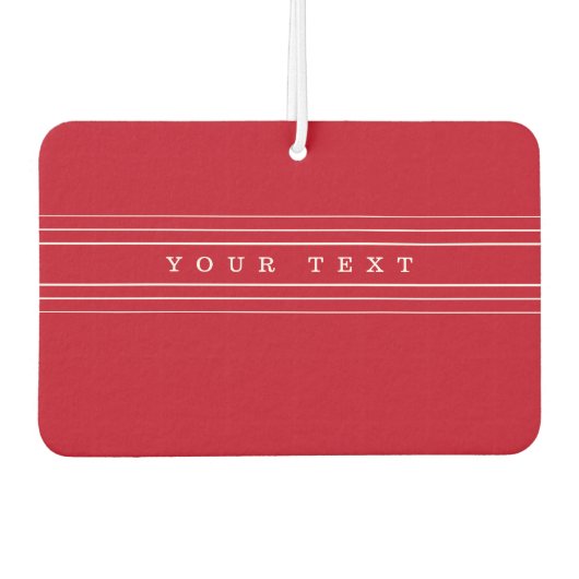 Uw aangepaste tekst en moderne strepen | Rood en w Luchtverfrisser (Voorkant)