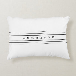 Uw aangepaste tekst en moderne strepen   Zwart-wit Accent Kussen