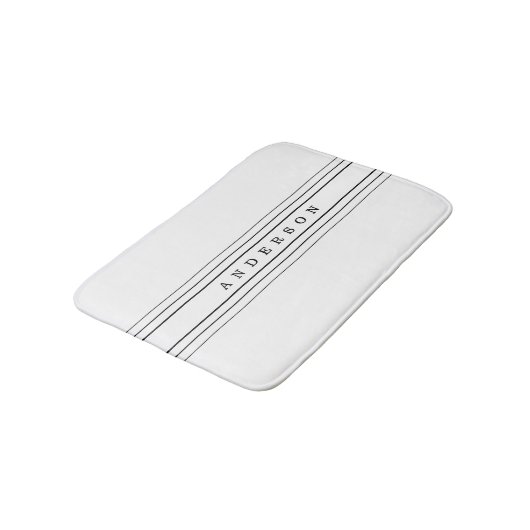 Uw aangepaste tekst en moderne strepen | Zwart-wit Badmat (Gekanteld)