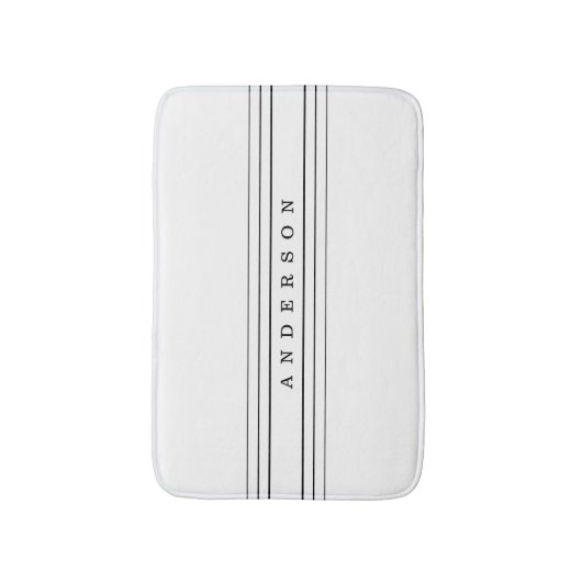 Uw aangepaste tekst en moderne strepen | Zwart-wit Badmat (Voorkant Verticaal)