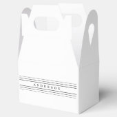 Uw aangepaste tekst en moderne strepen | Zwart-wit Bedankdoosjes (Geopend)