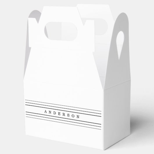 Uw aangepaste tekst en moderne strepen | Zwart-wit Bedankdoosjes (Geopend)