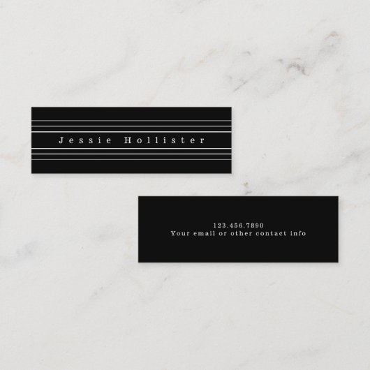 Uw aangepaste tekst en moderne strepen | Zwart-wit Contactkaartje (Voorkant / Achterkant)