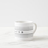 Uw aangepaste tekst en moderne strepen | Zwart-wit Espresso Kop (Voorkant rechts)