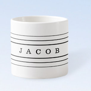 Uw aangepaste tekst en moderne strepen   Zwart-wit Espresso Kop