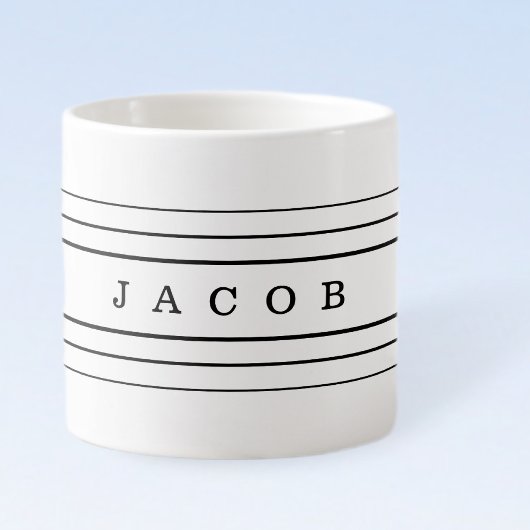 Uw aangepaste tekst en moderne strepen | Zwart-wit Espresso Kop