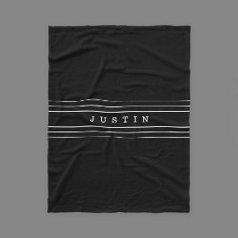 Uw aangepaste tekst en moderne strepen | Zwart-wit Fleece Deken