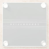 Uw aangepaste tekst en moderne strepen | Zwart-wit Glazen Onderzetter (Achterkant)