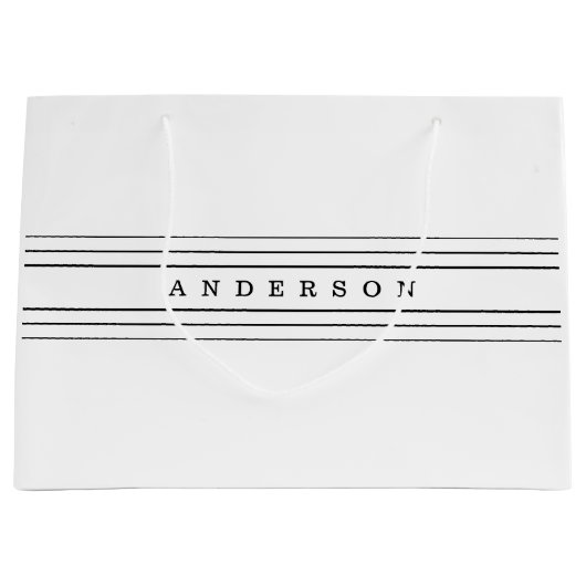 Uw aangepaste tekst en moderne strepen | Zwart-wit Groot Cadeauzakje (Voorkant)