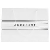 Uw aangepaste tekst en moderne strepen | Zwart-wit Groot Cadeauzakje (Achterkant)